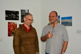 Two past male students in the opening of their show at Phoenix Arts Brighton.